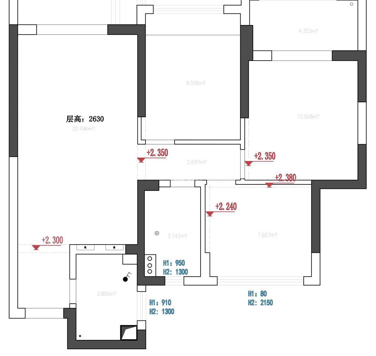 89㎡现代风格户型图装修案例