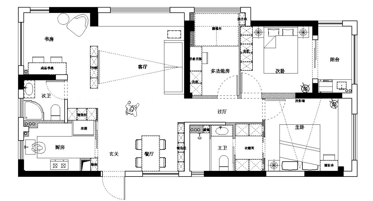 115㎡简约风格户型图装修案例