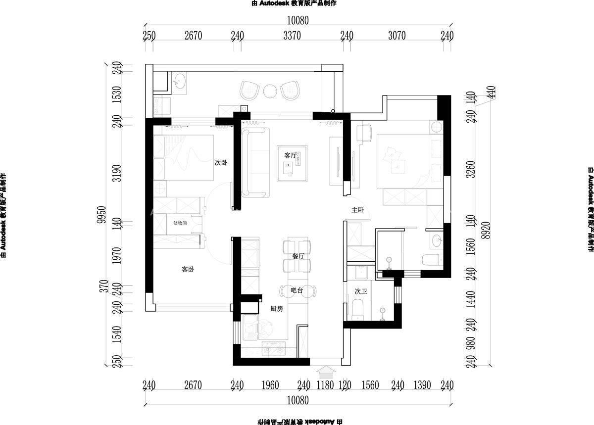 89㎡北欧风格户型图装修案例