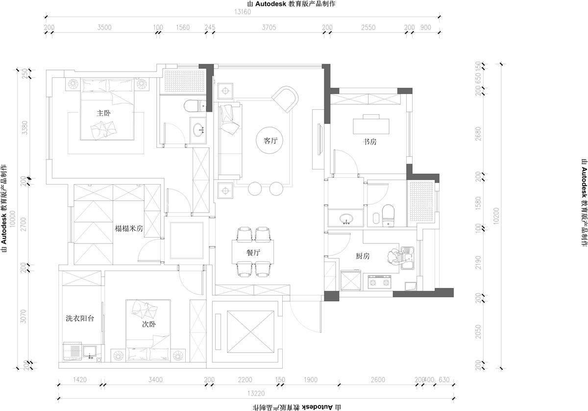 115㎡北欧风格户型图装修案例