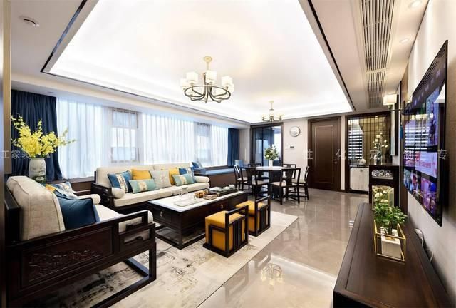 136㎡新中式风客厅装修案例