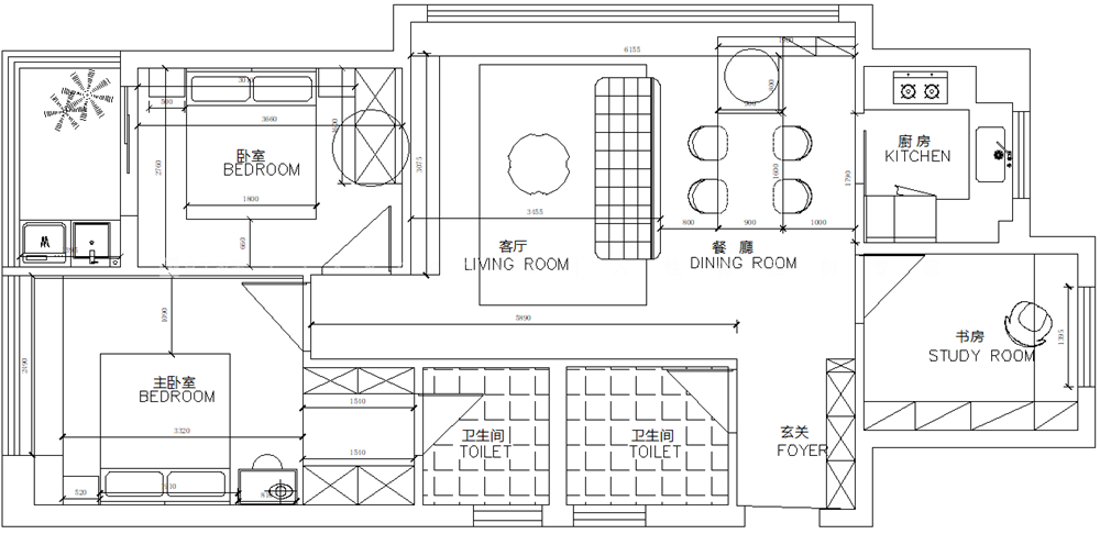 129㎡法式风格户型图装修案例