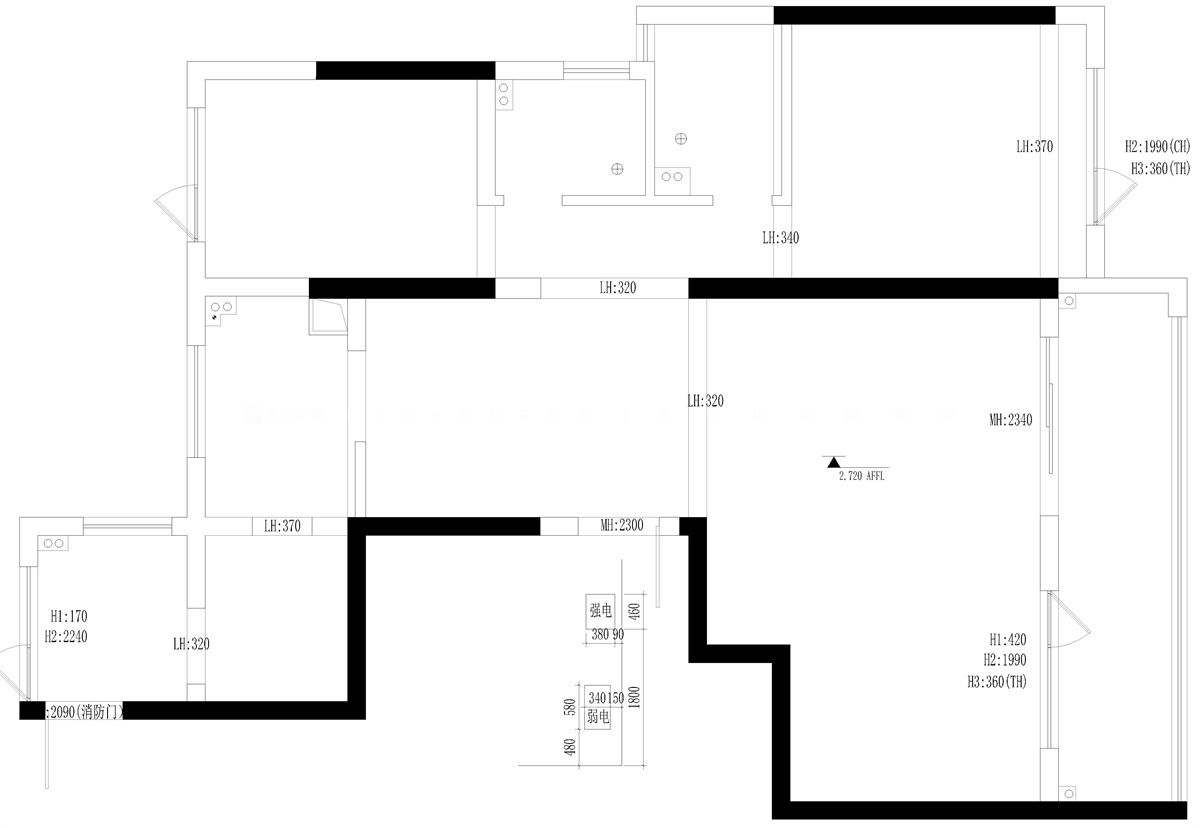 118㎡现代风格户型图装修案例