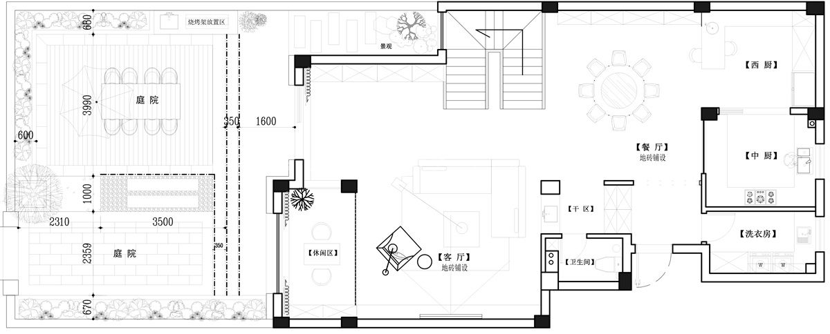 200㎡现代风格户型图装修案例