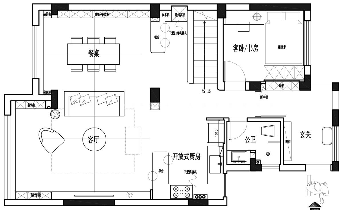 170㎡现代风格户型图装修案例
