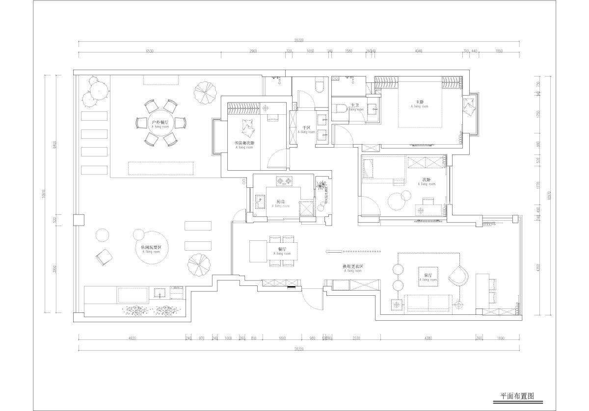 126㎡现代风格户型图装修案例